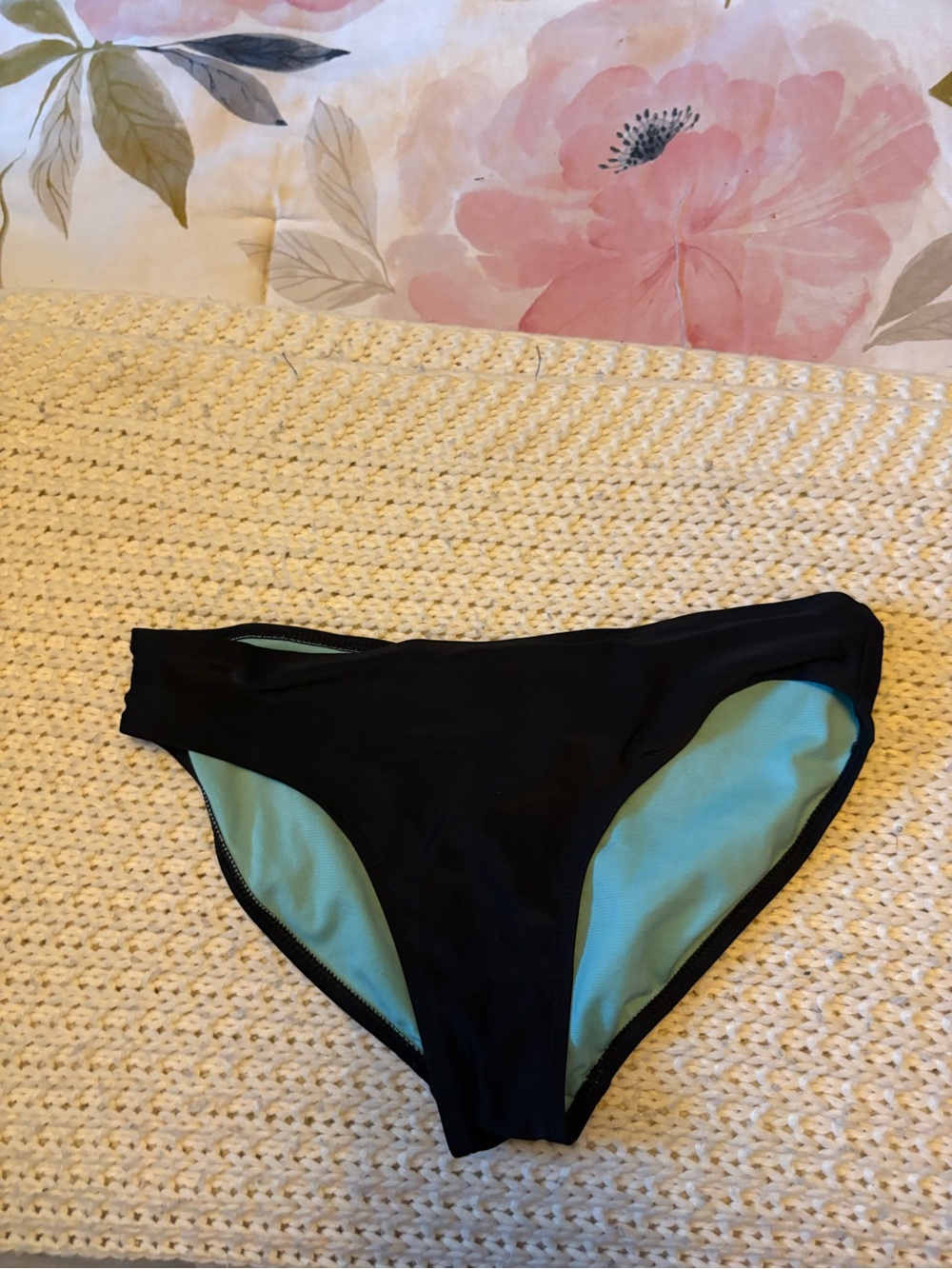wonder nation Black Bikini Bottom with Mint Lining